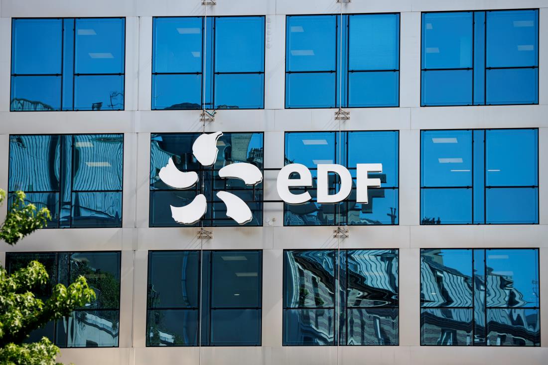 The company logo of Electricite de France (EDF) is seen on the facade of EDF's headquarters in Paris, France, July 22, 2021. REUTERS/Sarah Meyssonnier