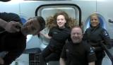 Inspiration4 crew  Jared Isaacman, Sian Proctor, Hayley Arceneaux, and Chris Sembroski chatting with St. Jude patients from space in this handout photo released on September 17, 2021. SpaceX/Handout via REUTERS 