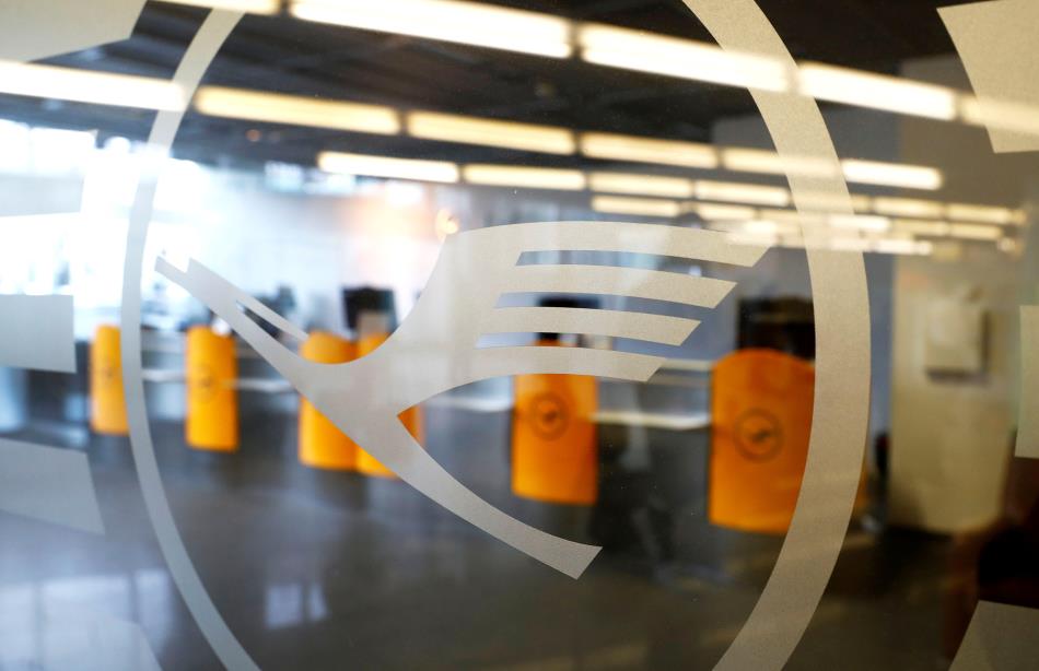 A shut-down first class counter of German air carrier Lufthansa is photographed on the day of the airline's annual general meeting at the airport in Frankfurt, Germany, May 4, 2021.  REUTERS/Kai Pfaffenbach