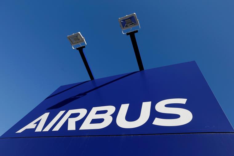 The Airbus logo pictured at the company's headquarters in Blagnac near Toulouse, France, March 20, 2019.  REUTERS/Regis Duvignau/File Photo