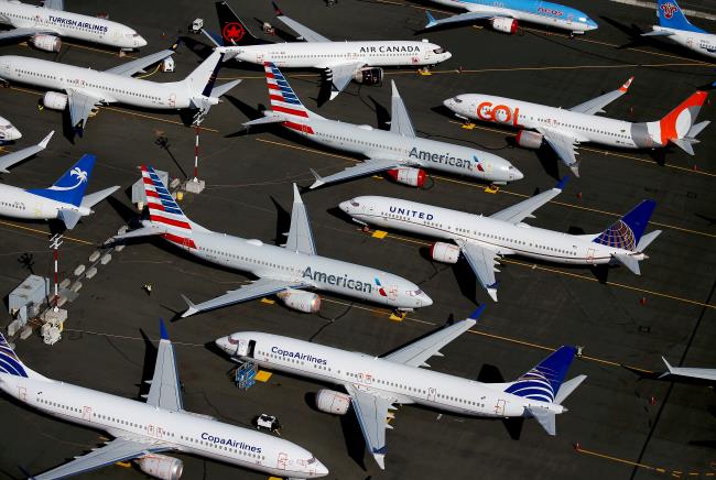 Grounded Boeing 737 MAX aircraft are seen parked in an aerial photo at Boeing Field in Seattle, Washington, U.S. July 1, 2019.REUTERS/Lindsey Wasson/File Photo/File Photo