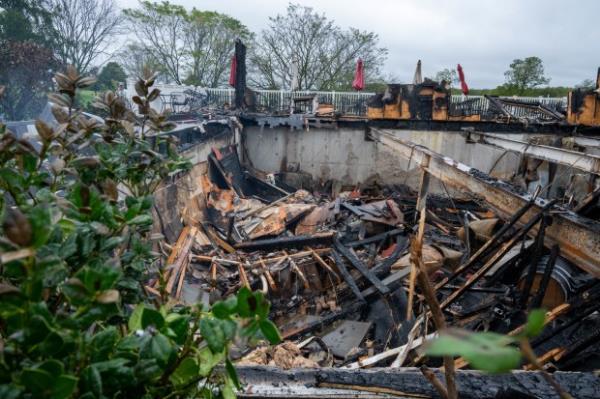 Fire destroys the Red Shedman Taproom, a brewery located at Linganore Winecellars winery in Mount Airy. (Kevin Richardson/Staff)