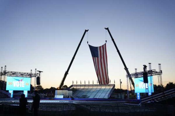 The&#x20;campaign&#x20;rally&#x20;site&#x20;is&#x20;seen&#x20;near&#x20;sunrise&#x20;before&#x20;Republican&#x20;presidential&#x20;nominee&#x20;former&#x20;President&#x20;Donald&#x20;Trump&#x20;speaks&#x20;at&#x20;the&#x20;Butler&#x20;Farm&#x20;Show,&#x20;the&#x20;site&#x20;wher<em></em>e&#x20;a&#x20;gunman&#x20;tried&#x20;to&#x20;assassinate&#x20;him&#x20;in&#x20;July,&#x20;Saturday,&#x20;Oct.&#x20;5,&#x20;2024,&#x20;in&#x20;Butler,&#x20;Pa.&#x20;&#x28;AP&#x20;Photo&#x2F;Alex&#x20;Brandon&#x29;