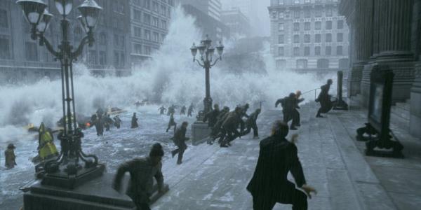 New Yorkers flee from the incoming tsunami in The Day After Tomorrow