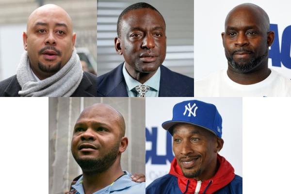 This combination photo shows, clockwise from top left, Raymond Santana, Yusef Salaam, Antron McCray, Korey Wise and Kevin Richardson, known as the Central Park Five. 