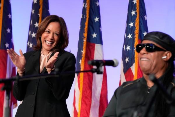 Kamala Harris got an assist from Stevie Wo<em></em>nder during a get out the vote event at Divine Faith Ministries Internatio<em></em>nal in Jonesboro, Georgia. Wo<em></em>nder sang 