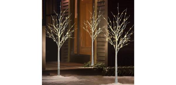 The Holiday Aisle 4FT &amp; 5FT &amp; 6FT Lighted Artificial Birch Christmas Tree Set