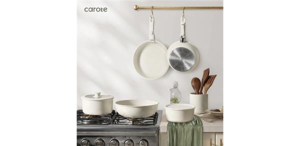 Carote No<em></em>nstick Cookware Sets, 17 Pcs Granite Non Stick Pots and Pans Set with Removable Handle