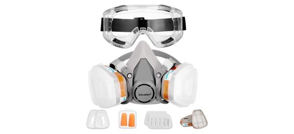 KISCHERS Reusable Half Facepiece and Anti-Fog Goggle Set