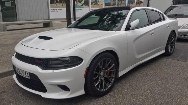 White 6th generation Charger SRT-8 parked on a street