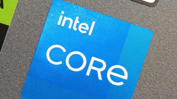 A close-up shot of an Intel Core blue sticker