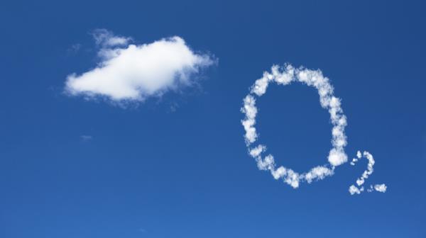 Clouds in the sky in the shape of oxygen