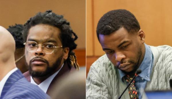 Shannon Stillwell, left, and Deamo<em></em>nte Kendrick are pictured at Fulton County Courthouse in Atlanta. (Atlanta Journal-Co<em></em>nstitution via AP)