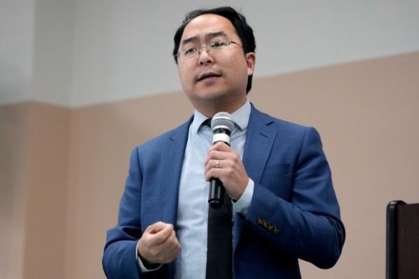 FILE - Rep. Andy Kim, D-N.J., speaks to delegates in Paramus, N.J., March 4, 2024. (AP Photo/Seth Wenig, File)