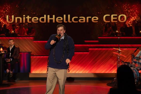 Comedian Tim Dillon appeared as the “ghost” of slain UnitedHealthcare CEO Brian Thompson in Netflix’s “Torching 2024: A Roast of the Year”