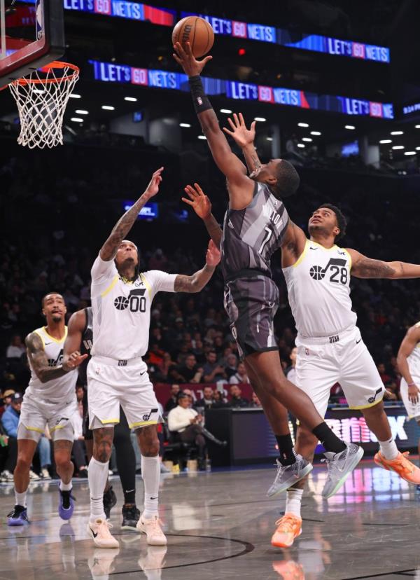 Shake Milton of the Brooklyn Nets goes up for a shot