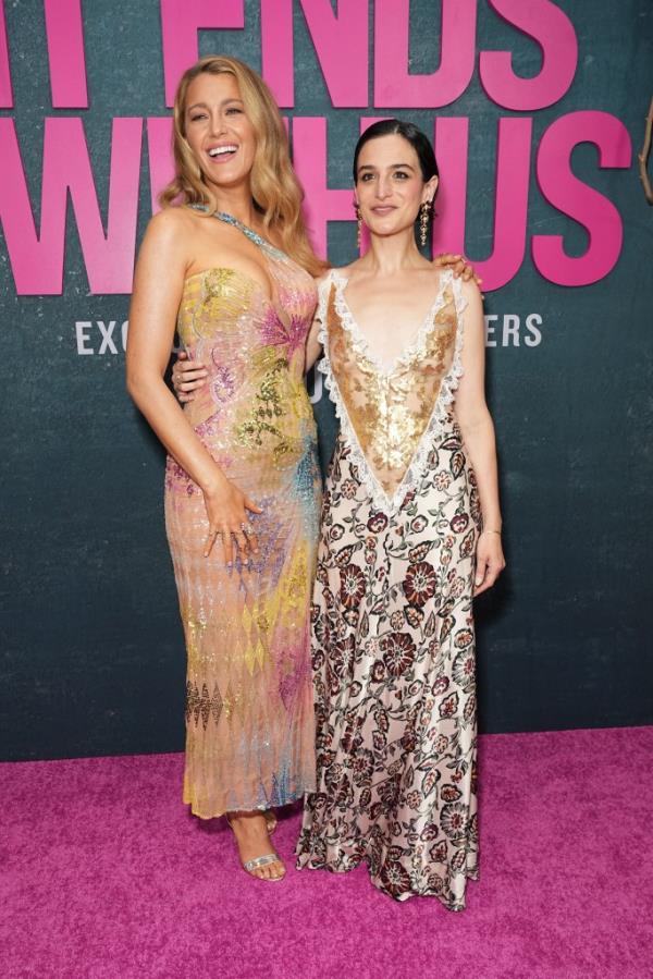 Blake Lively and Jenny Slate at the "It Ends With Us" premiere in NY on August 6