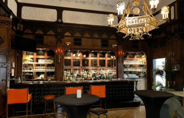 A bar inside the ornate building.