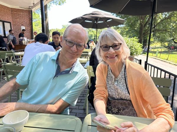 Carney Mimms, 77, and Ruth French, 80, celebrating life together outdoors after Mimms' survival from a cardiac arrest.