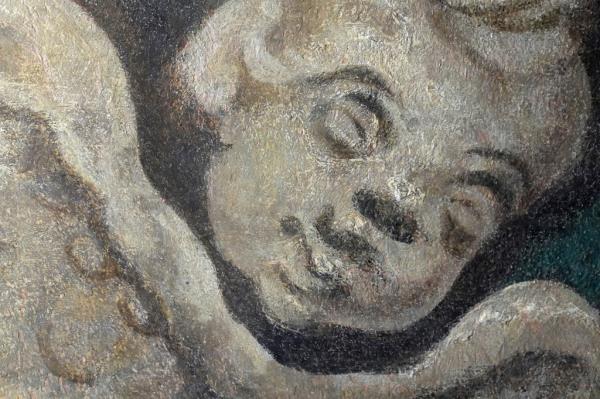 A nearly 300-year-old fresco depicting an angel on the wall of the historic Old North Church in Boston