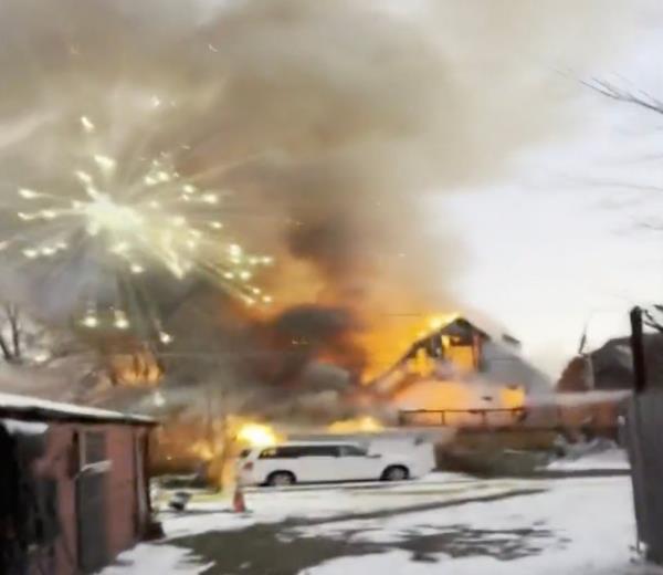 A fireworks store that began exploding over firefighters' heads.