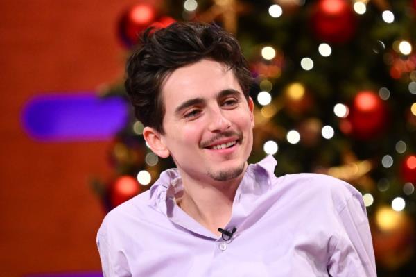 Timothee Chalamet during filming for the Graham Norton Show, Dec. 19, 2024.