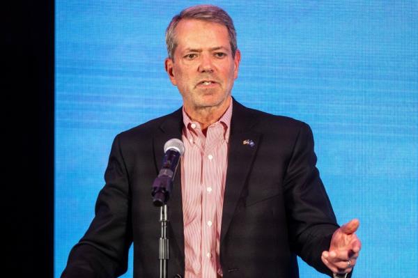 Nebraska Gov. Jim Pillen speaks during the Republican election night watch party, Tuesday, Nov. 5, 2024