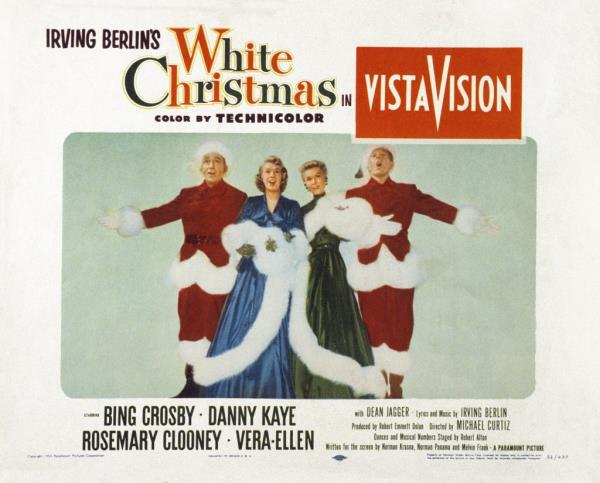 White Christmas, US lobbycard, from left: Bing Crosby, Rosemary Clooney, Vera-Ellen, Danny Kaye, 1954. 