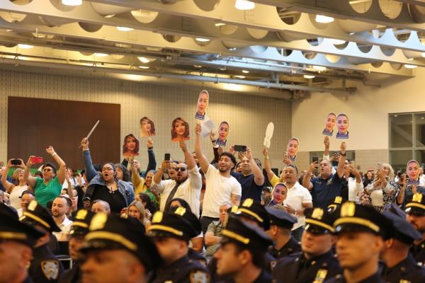 Showing the NYPD Promotion Ceremony at the New York City Police Academy at 130-30 28th Avenue in Queens, NY., with NY Mayor Eric Adams. 