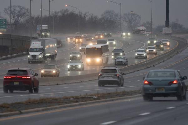 Vehicles travel in wet and foggy weather along Route 80 in Lodi on Wednesday, Dec. 11, 2024.