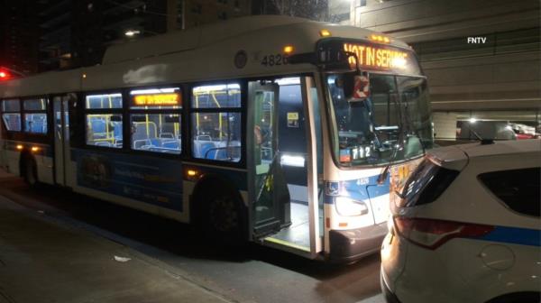 MTA bus hit by bullet in Brooklyn. 